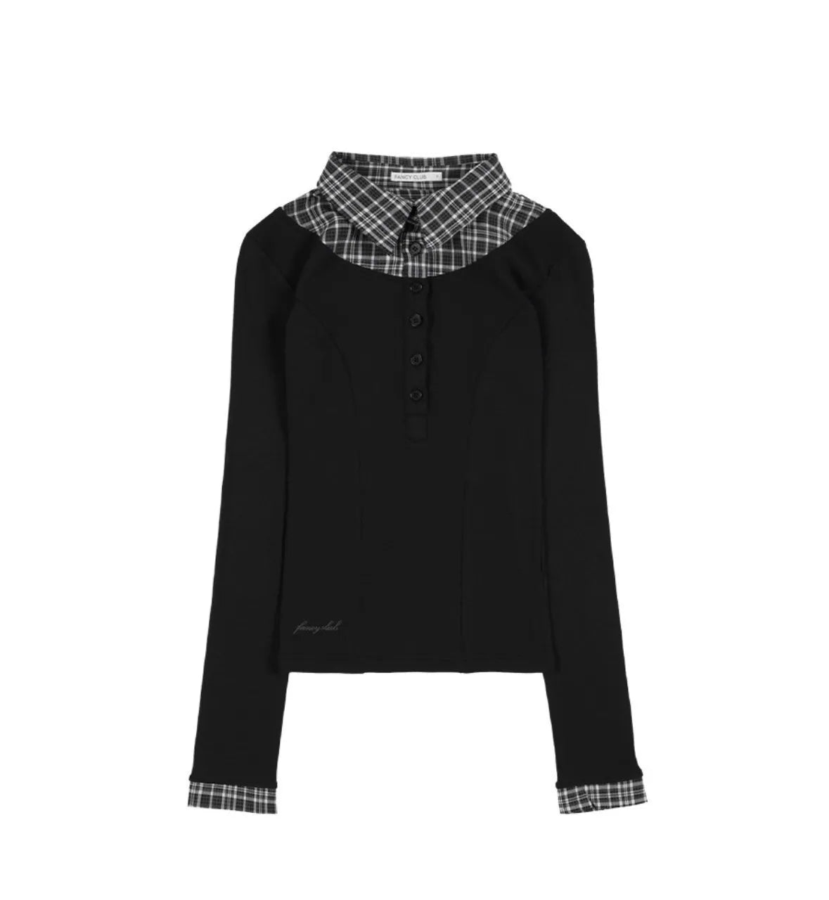 【Fancy Club】SHIRT LAYERED LONG SLEEVE [Gray / Black / Charcoal]