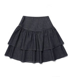 【niceghostclub】lowrise shirring denim skirt [Black / Navy]