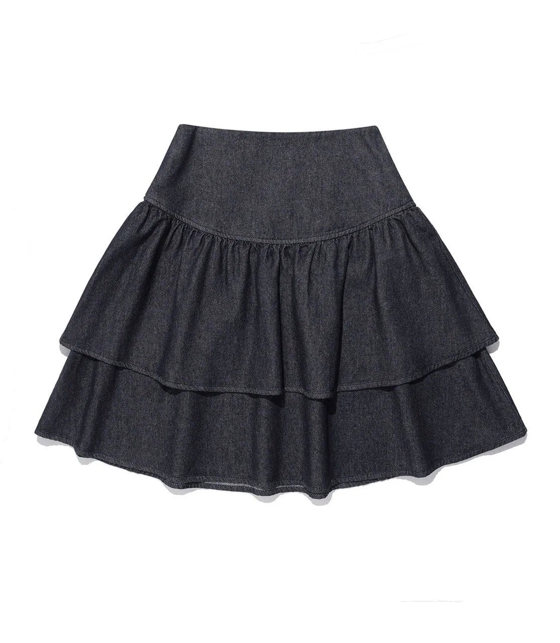 【niceghostclub】lowrise shirring denim skirt [Black / Navy]