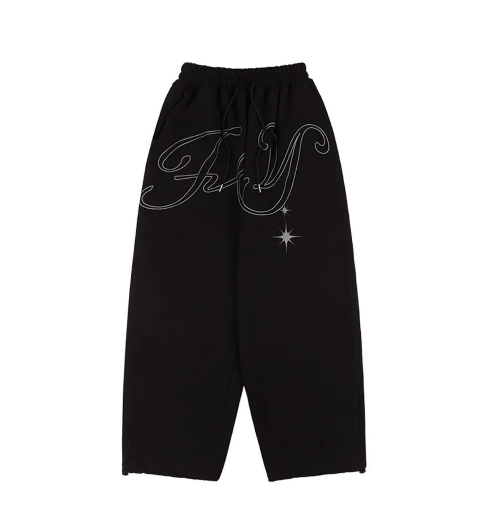 【Fancy Club】 ANGEL VINTAGE SWEATPANTS [Black / Blue / Gray / Pink]