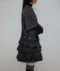 【Flare up】Faye Frill Bag [White / Black]