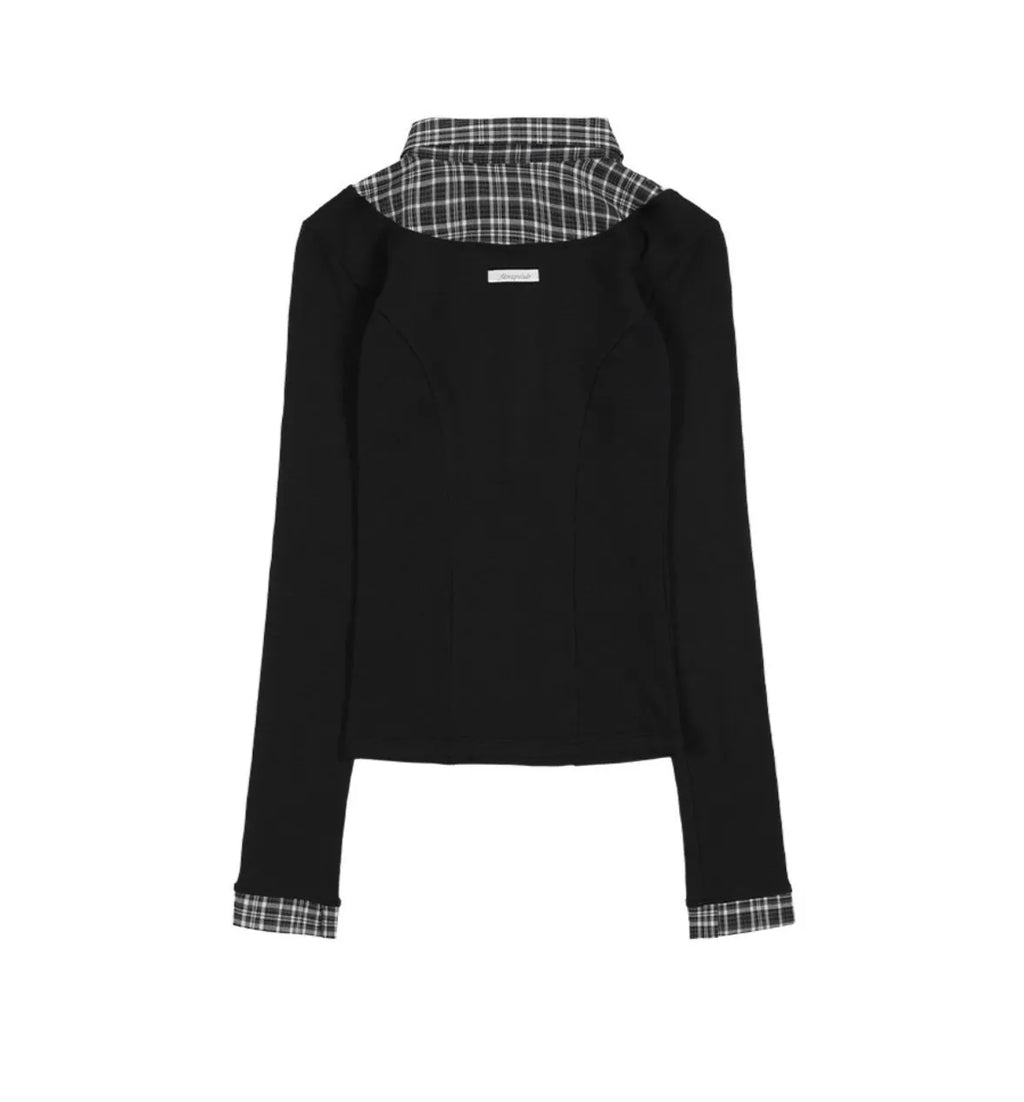 【Fancy Club】SHIRT LAYERED LONG SLEEVE [Gray / Black / Charcoal]