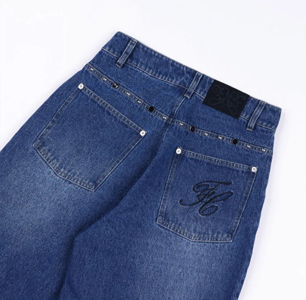【Fancy Club】BOHEMIAN STUDDED DENIM PANTS