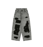 【Fancy Club】 WASHED DAMAGE DENIM PANTS [Black / Gray]