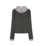 【Fancy Club】SHIRT LAYERED LONG SLEEVE [Gray / Black / Charcoal]