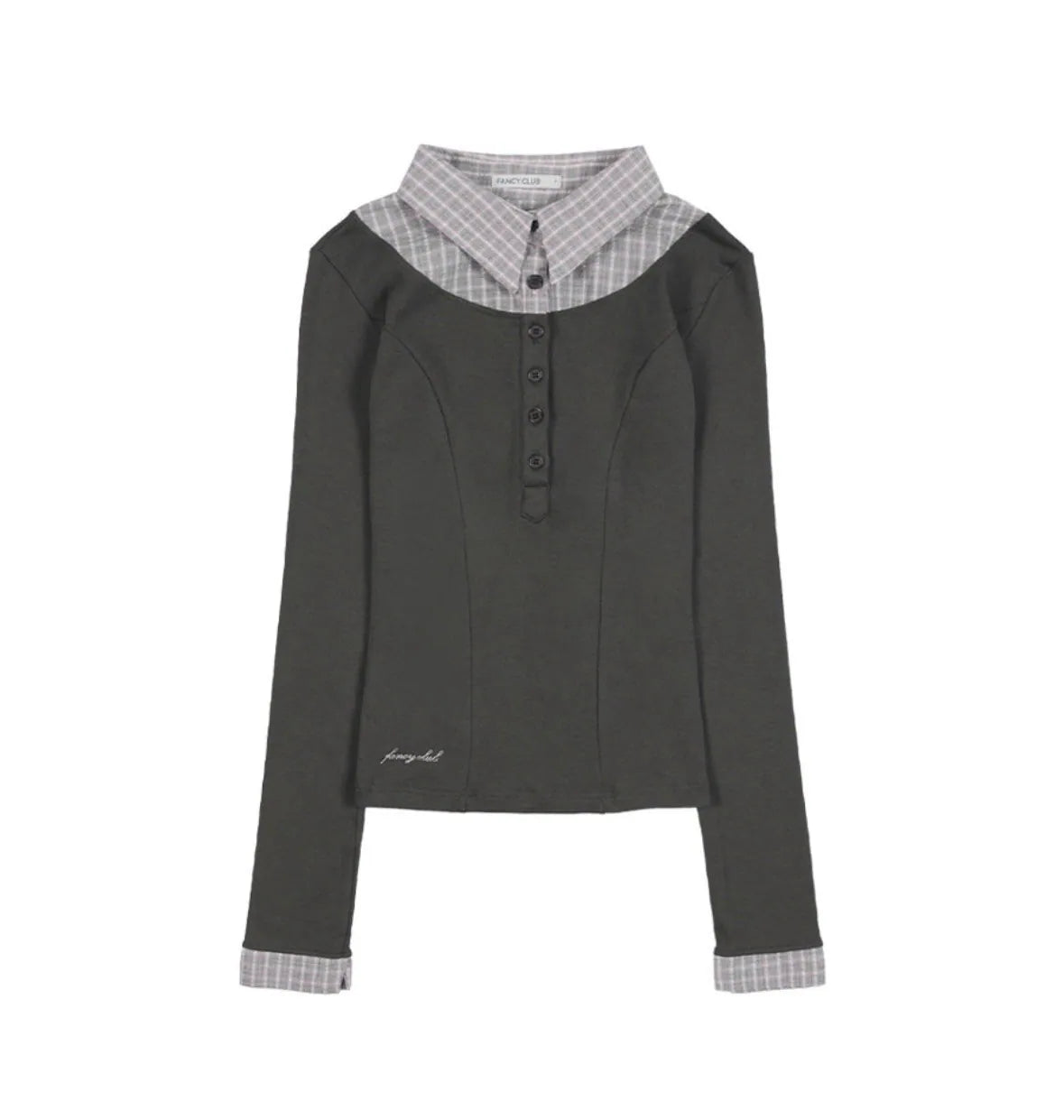 【Fancy Club】SHIRT LAYERED LONG SLEEVE [Gray / Black / Charcoal]