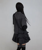 【Flare up】Faye Frill Bag [White / Black]