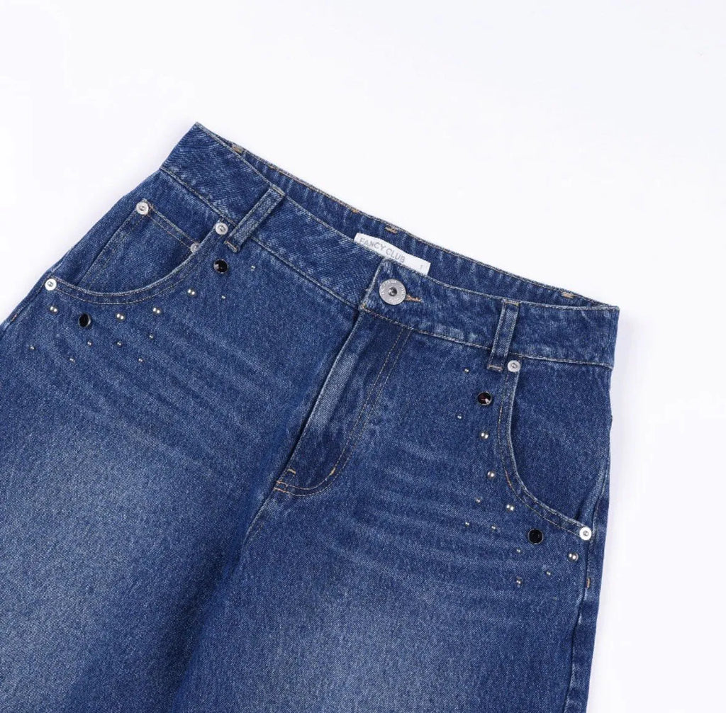 【Fancy Club】BOHEMIAN STUDDED DENIM PANTS