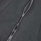 【Fancy Club】DYE-WASH LAYERED HOODED ZIP-UP [Charcoal / Brown]