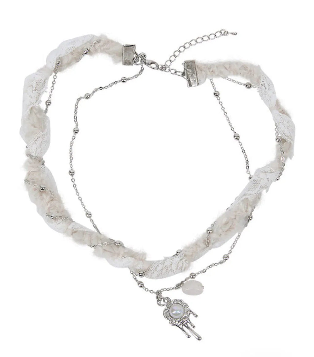 【Flare up】Braided Handmade Necklace [Black / White / Gray]
