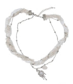 【Flare up】Braided Handmade Necklace [Black / White / Gray]