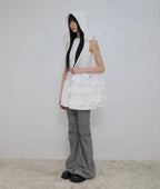 【Flare up】Faye Frill Bag [White / Black]
