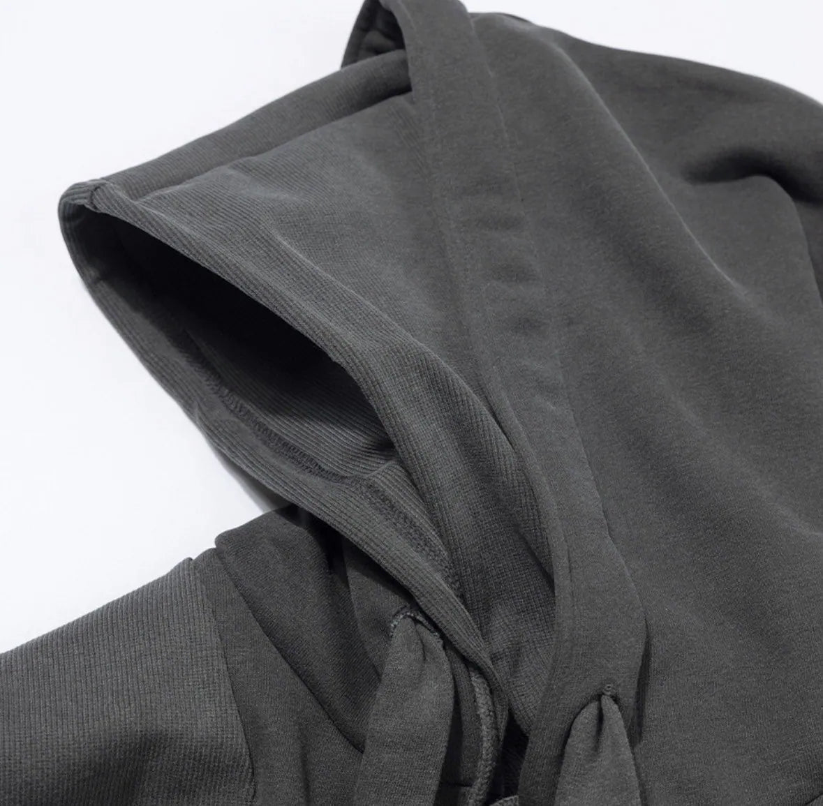 【Fancy Club】DYE-WASH LAYERED HOODED ZIP-UP [Charcoal / Brown]