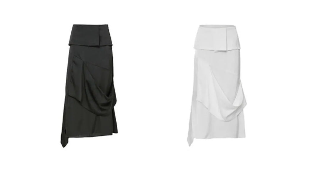 【Flare up】Drape Layered Maxi Skirt [Black]