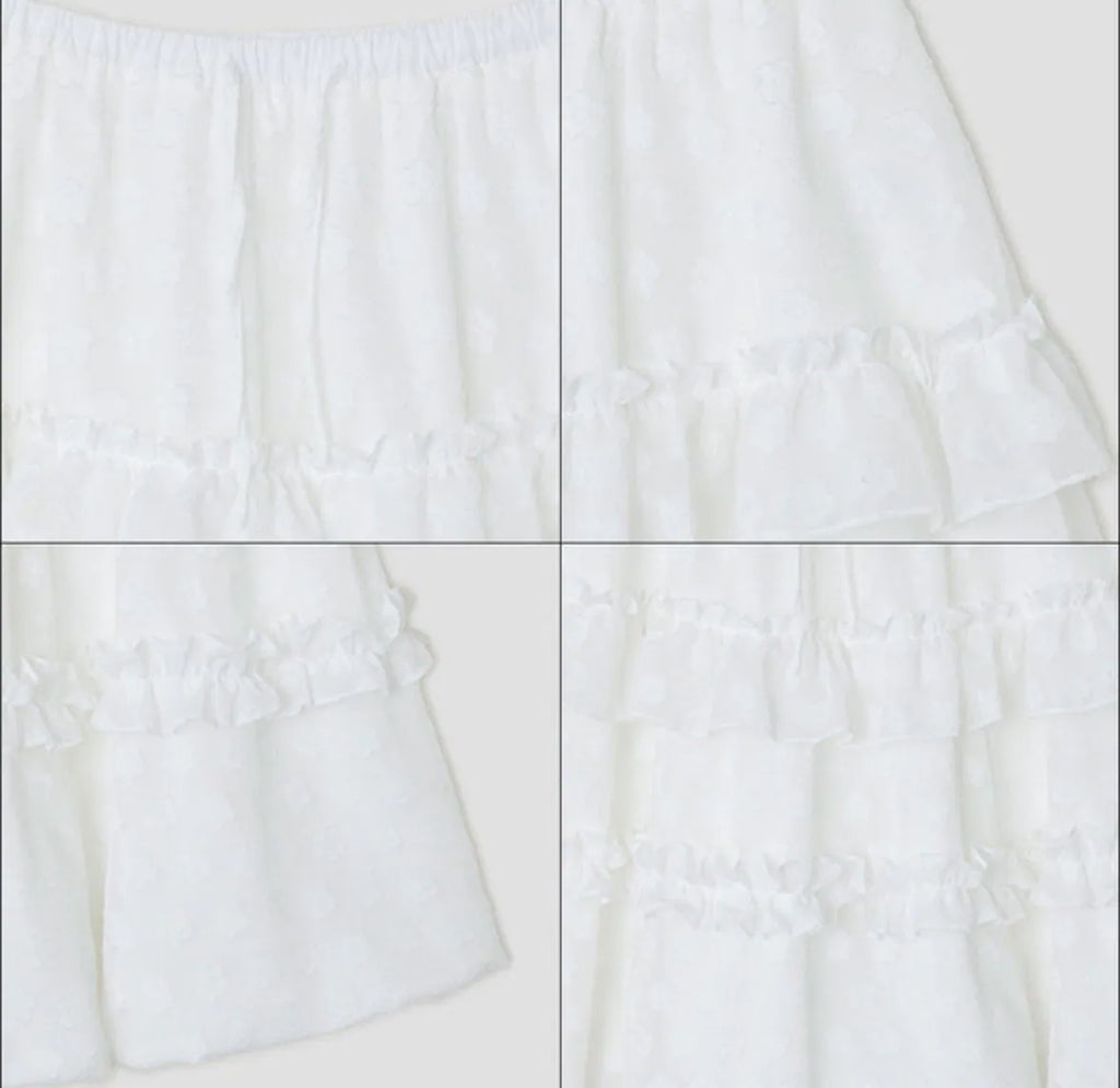 【typeservice】 Layered Volume Lace Skirt [White / Black]