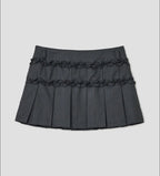 【typeservice】 Ruffled Stripe Skirt [Charcoal]