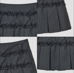 【typeservice】 Ruffled Stripe Skirt [Charcoal]