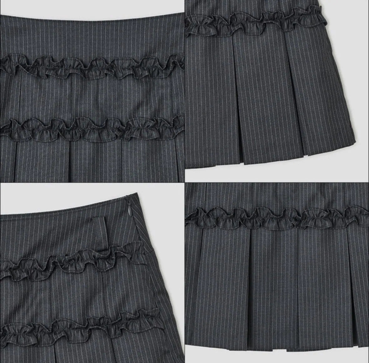 【typeservice】 Ruffled Stripe Skirt [Charcoal]