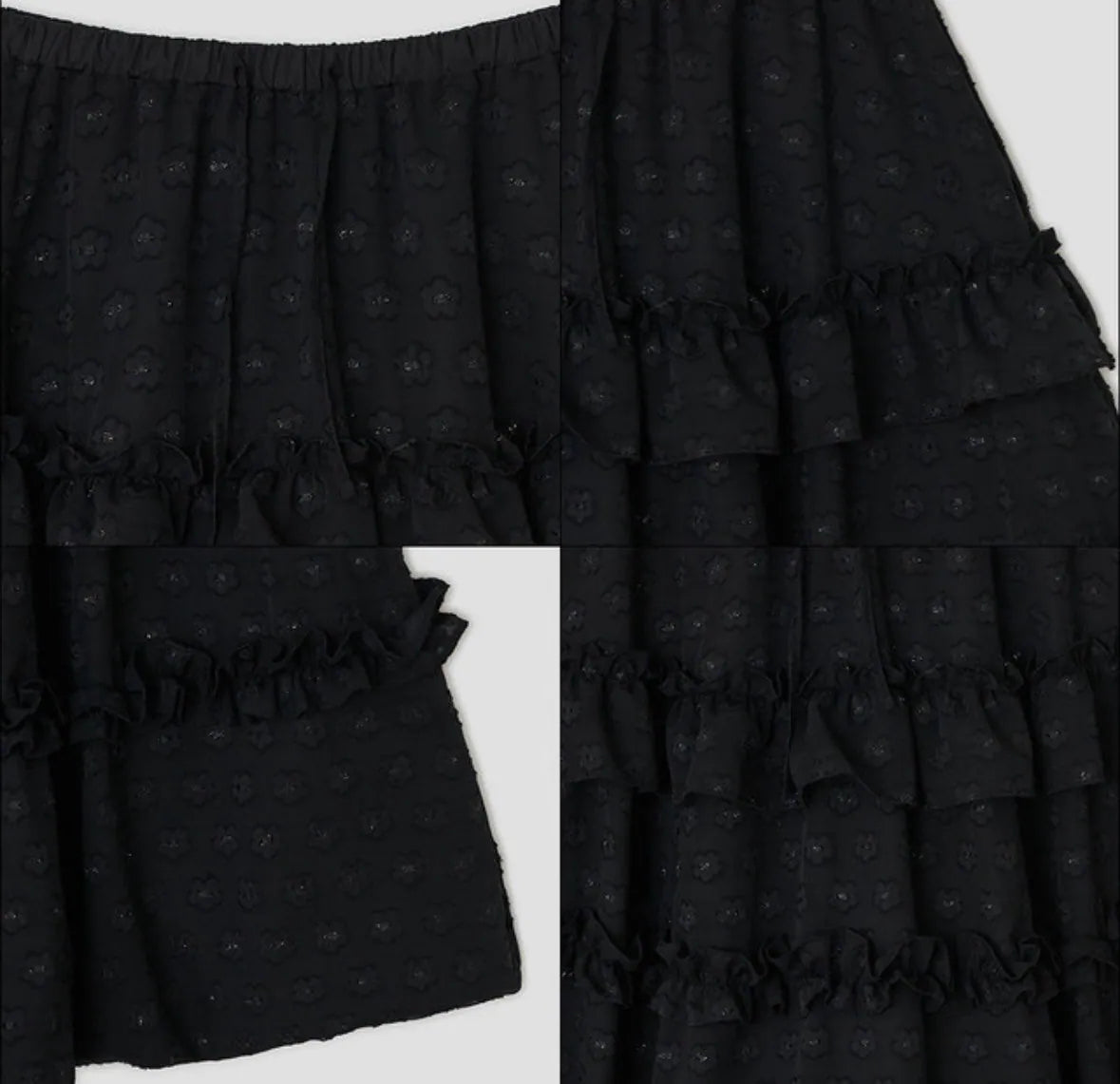 【typeservice】 Layered Volume Lace Skirt [White / Black]