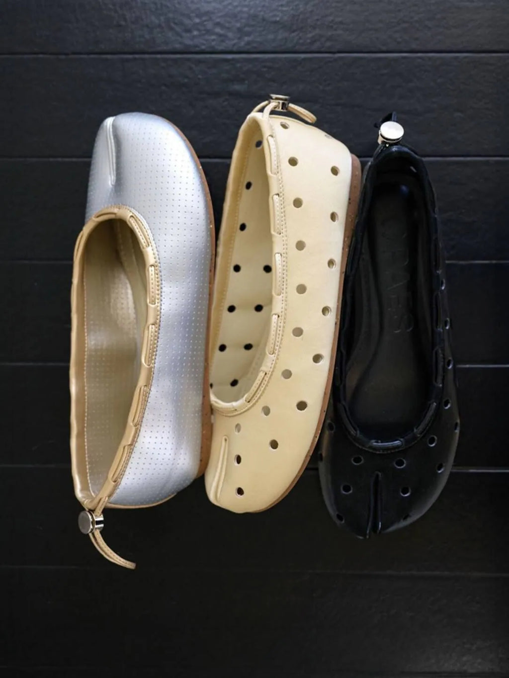 【PAES】Leather String Flat [ Black / Cheese ]