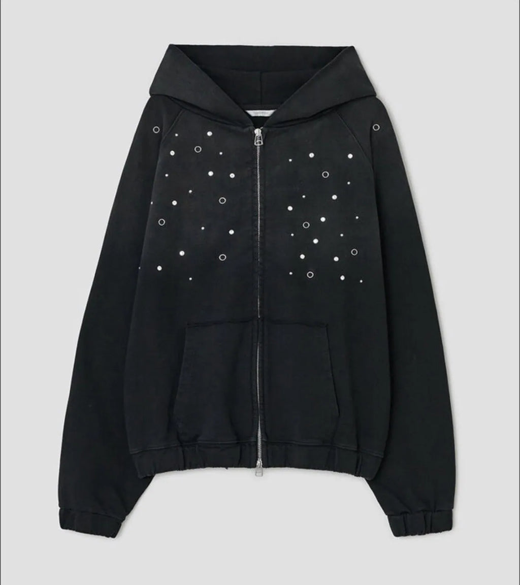 【typeservice】Hotfix Washed Raglan Zip Hoodie [Black]