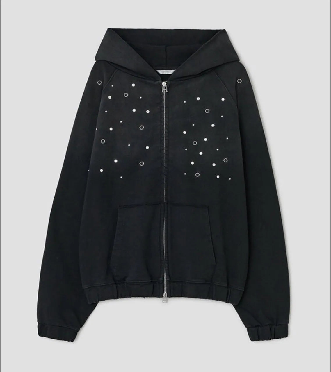 【typeservice】Hotfix Washed Raglan Zip Hoodie [Black]