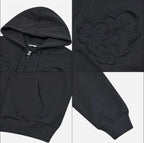 【typeservice】Flower Appliqué Zip Hoodie [Black / Charcoal]