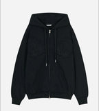 【typeservice】Flower Appliqué Zip Hoodie [Black / Charcoal]