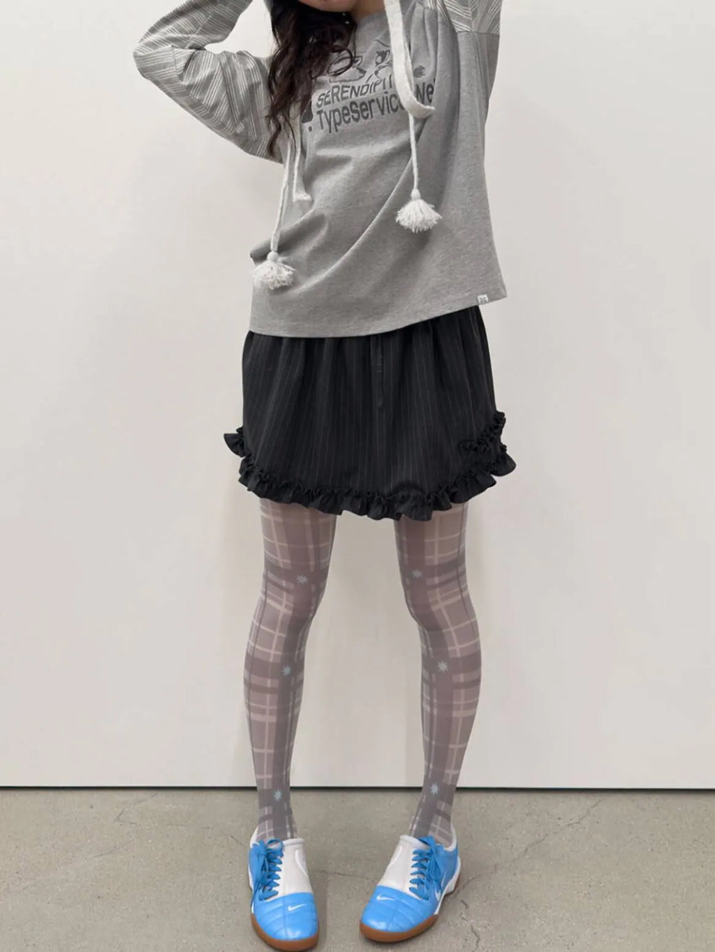 【typeservice】Frost Plaid Tights [Gray]