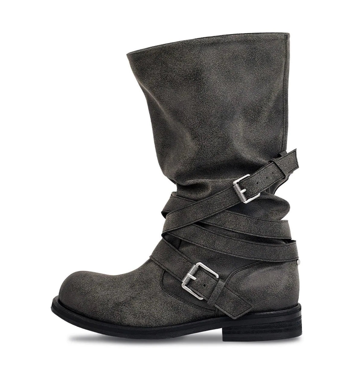 【NEGATIVETHREE】Slouchy Long Boots [Dusty Grey]