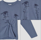 【typeservice】Cry Eyes Ruched Stripe Top [Blue / Yellow]