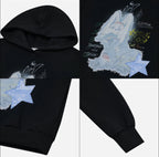 【typeservice】Star Patched Rabbit Hoodie [Grey / Black]