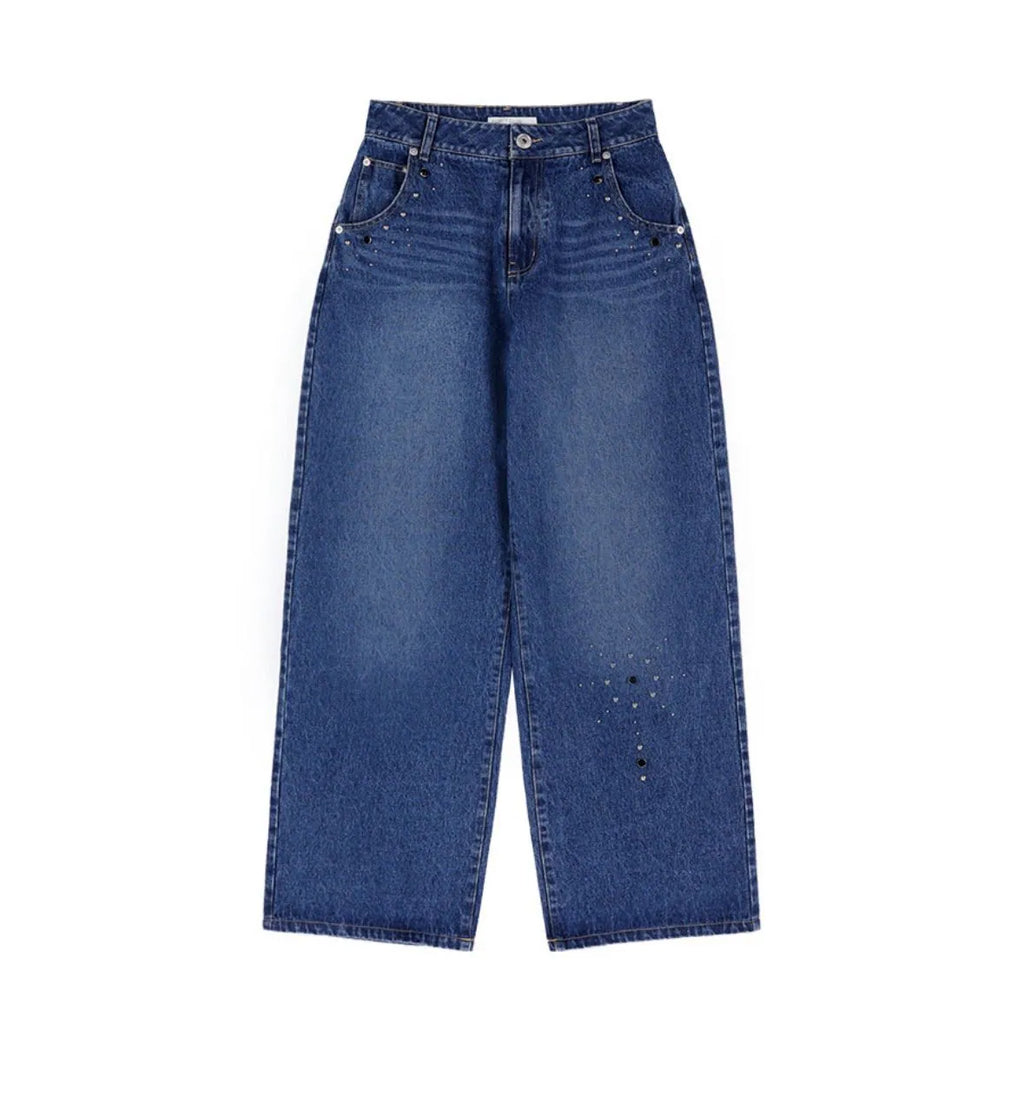 【Fancy Club】BOHEMIAN STUDDED DENIM PANTS