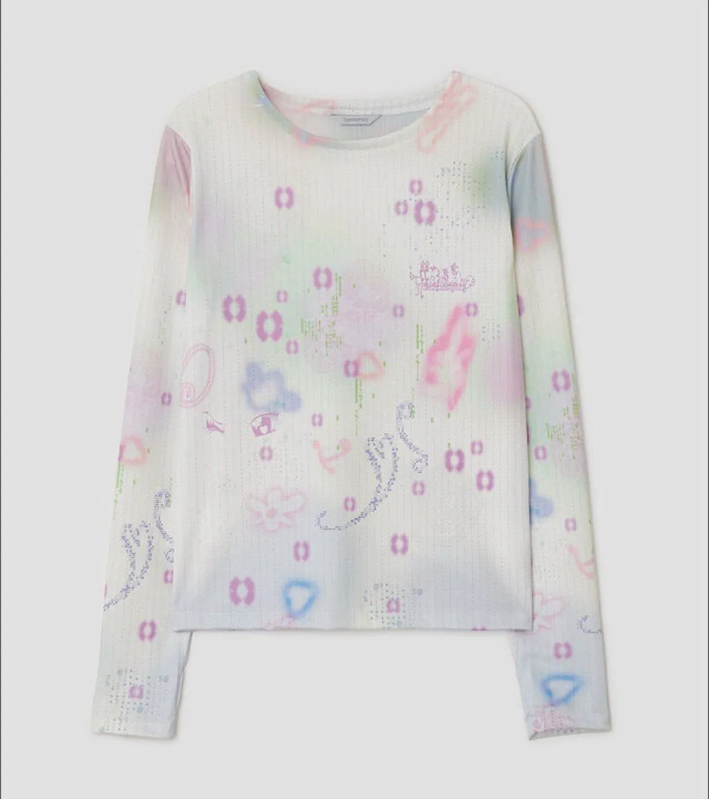 【typeservice】Soft Trace Top [Pink / Blue]