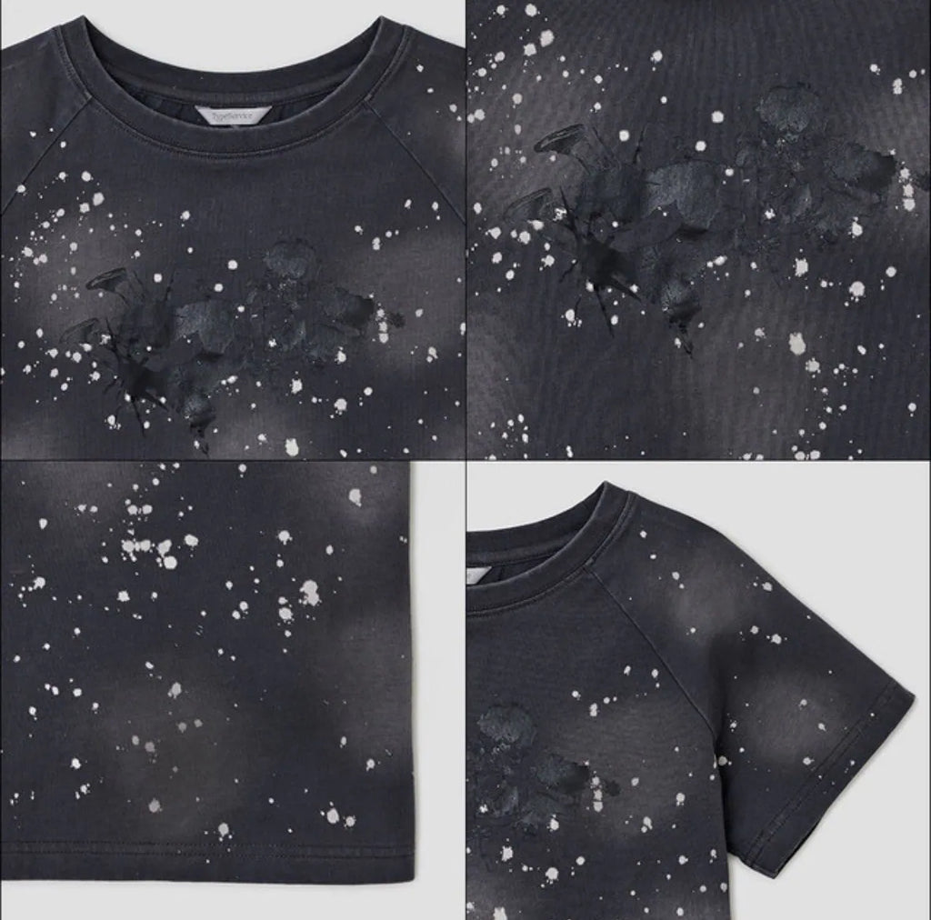 【typeservice】Spray Print Raglan Top [Charcoal]