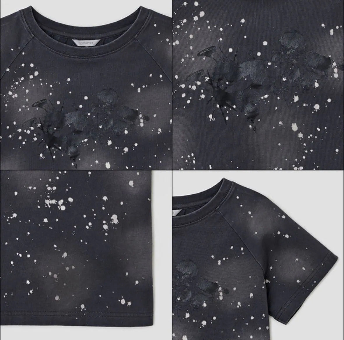 【typeservice】Spray Print Raglan Top [Charcoal]