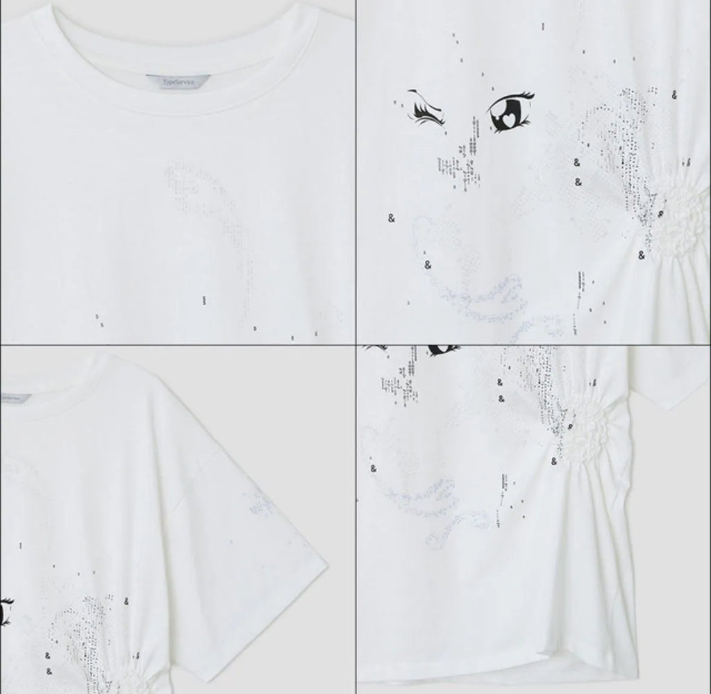 【typeservice】Scattered Ruched Top [Yellow / Charcoal / White]