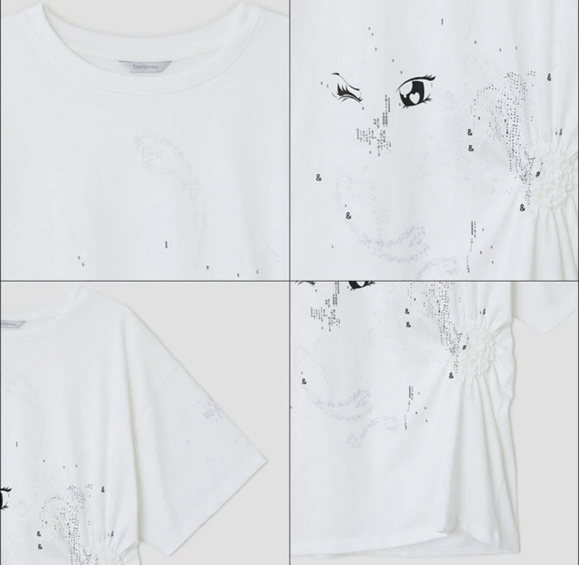 【typeservice】Scattered Ruched Top [Yellow / Charcoal / White]