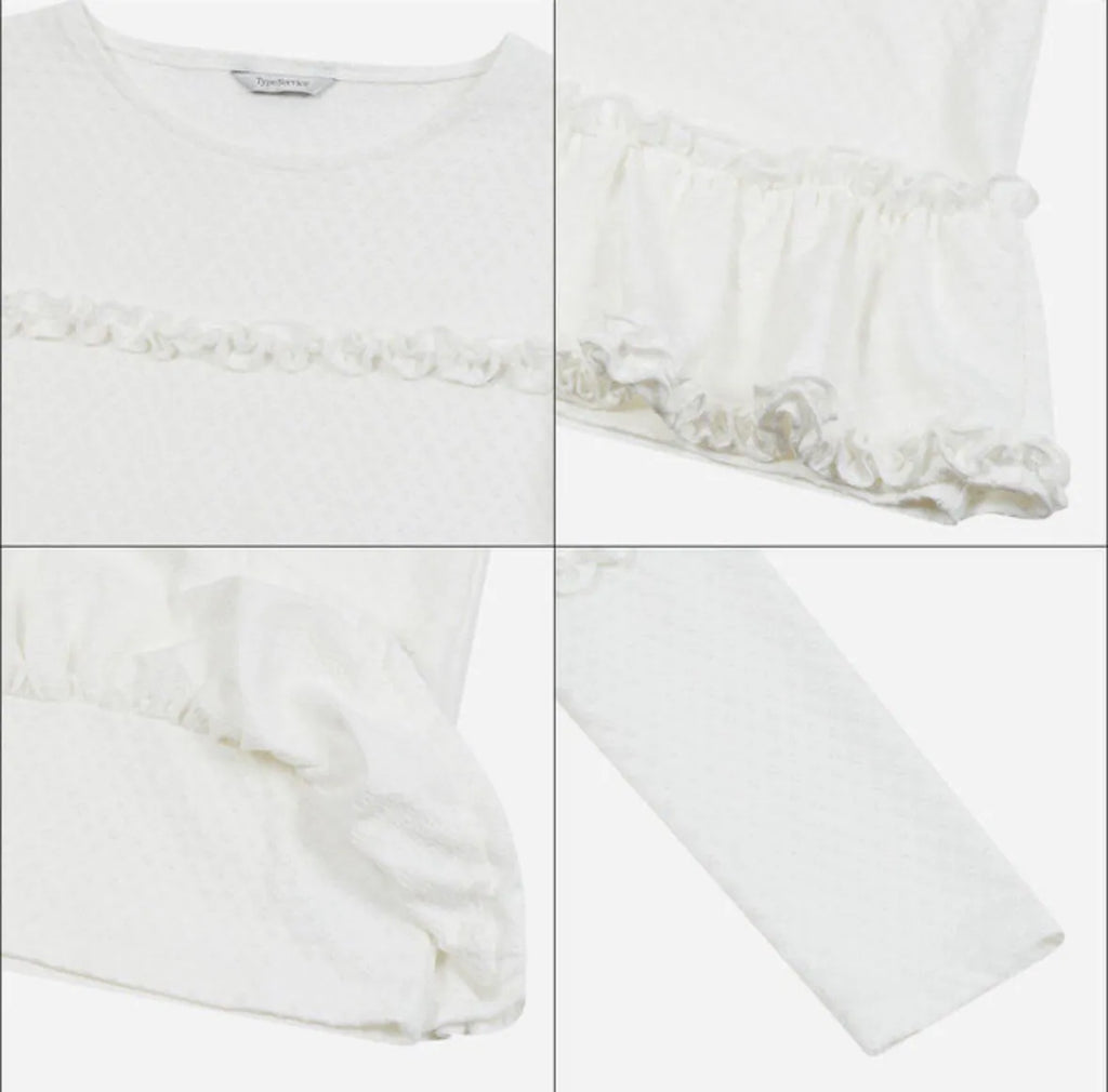 【typeservice】Flared Ruffle Top [White]