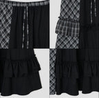 【typeservice】Check Panel Ruffle Skirt [Black]