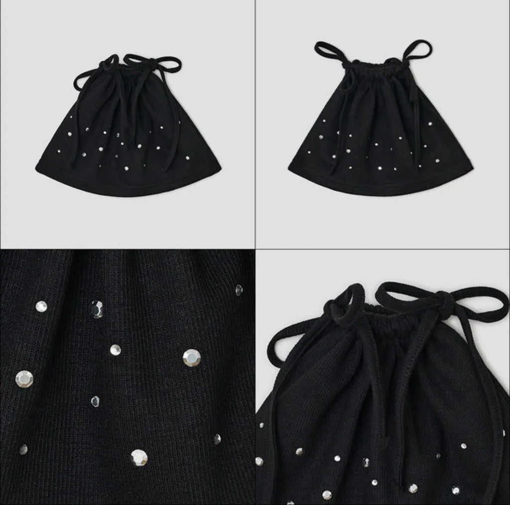 【typeservice】Hotfix Drawstring Beanie [Black / Charcoal]