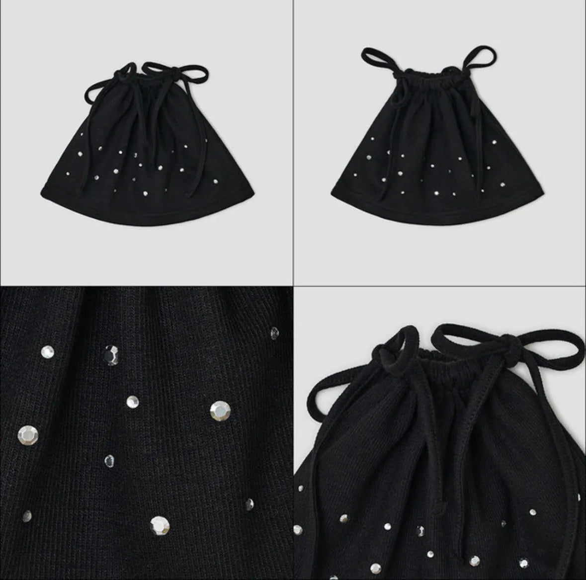 【typeservice】Hotfix Drawstring Beanie [Black / Charcoal]