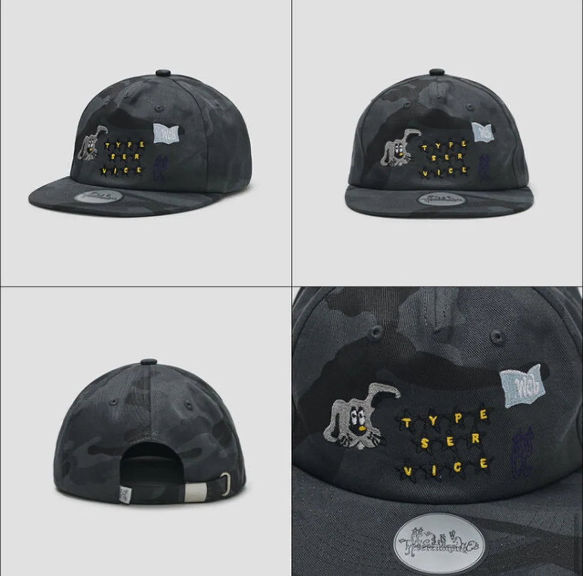 【typeservice】Mini Embroidered Camo Cap [Charcoal]