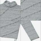 【typeservice】Lettuce Stitch Roll Neck Top [Gray]