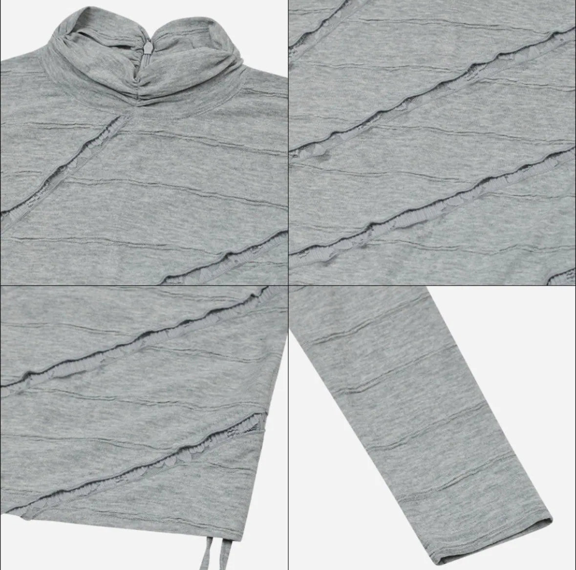 【typeservice】Lettuce Stitch Roll Neck Top [Gray]
