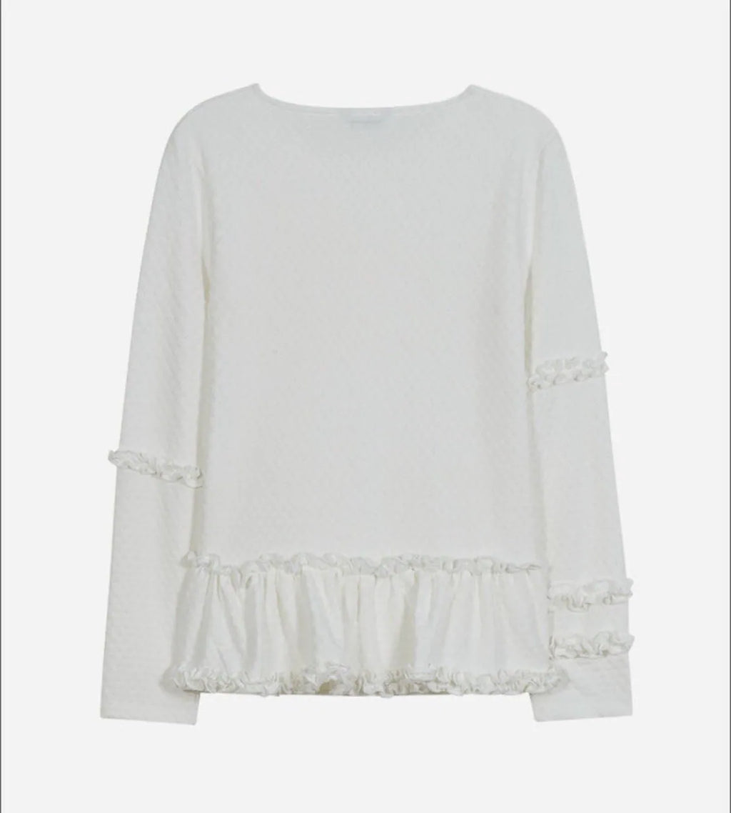 【typeservice】Flared Ruffle Top [White]