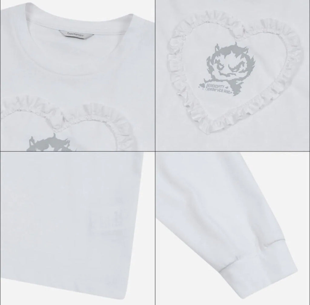 【typeservice】Edge Heart Top [Black / White]