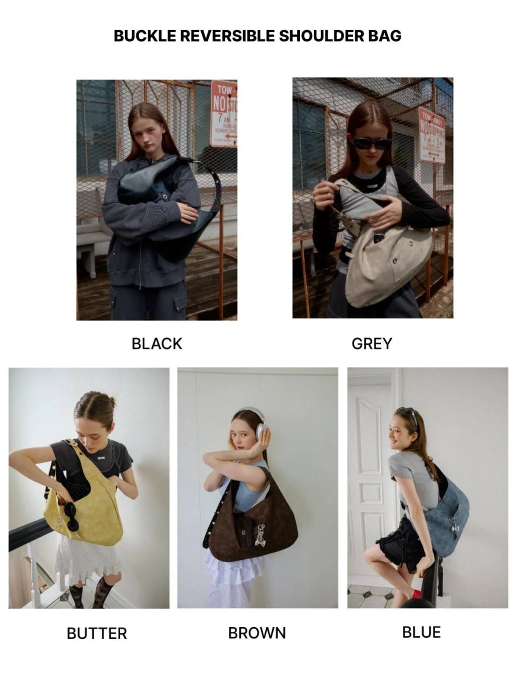 【Leterie】BUCKLE REVERSIBLE SHOULDER BAG [5 colors] （咖啡色現貨）