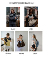 【Leterie】BUCKLE REVERSIBLE SHOULDER BAG [5 colors] （咖啡色現貨）