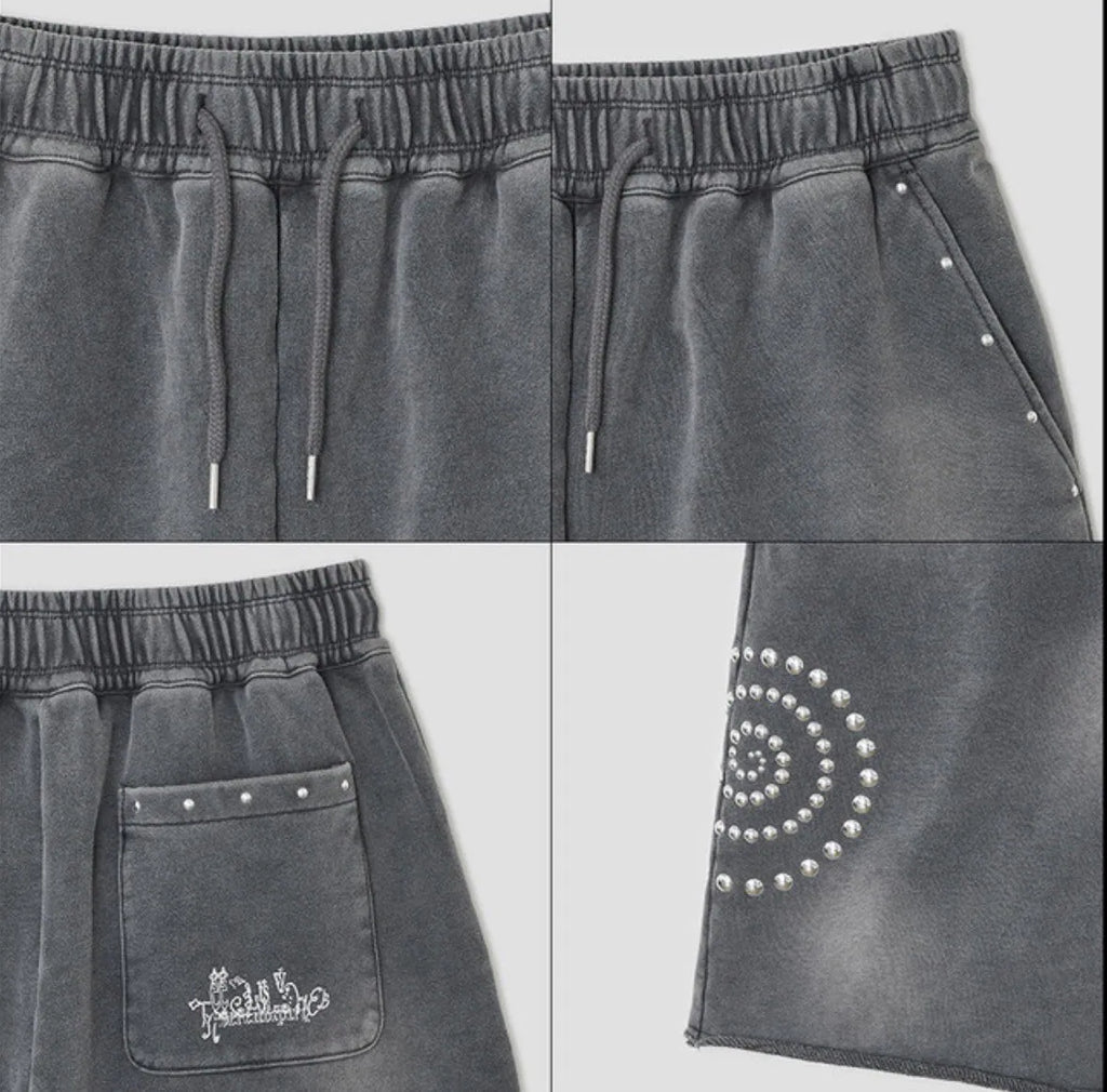 【typeservice】 Washed Hotfix Shorts [Charcoal]
